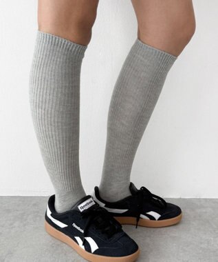 WEGO ローゲージゆるリブハイソックス ライトグレー