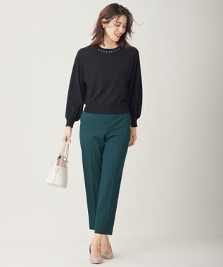 ANY SIS 【洗える】ウールブレンドプチジュエル調 ニット ブラック