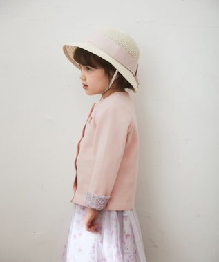 ANY KIDS ウオッシャブル後ろ割れリボンハット ホワイト×ピンクリボン