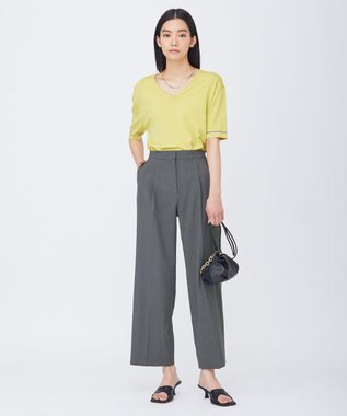 ICB 【洗える】 LinenLikeOx ワイドストレートパンツ グレー系