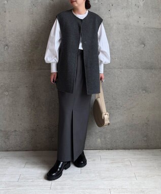 #Newans バックペプラムダブルフェイスジレ グレー