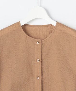 自由区 S 【羽織れる・涼やか】エアリーコットンリップボリュームスリーブ ブラウス ベージュ