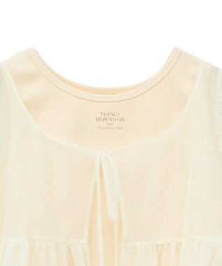 earth music&ecology ＳＥＴ２点チュールバルーンブラウス＋ロゴタンク Ivory