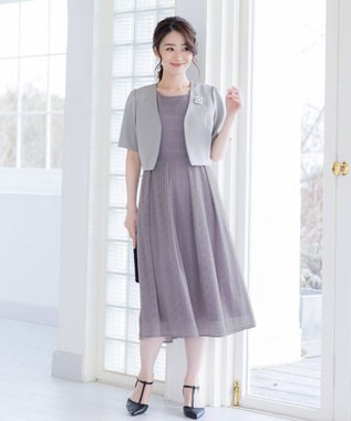 Tiaclasse 【洗える】ボレロ＆ワンピースセット グレー×チャコール