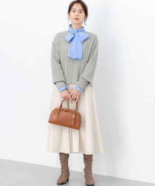 組曲 S 【加藤ローサさん着用】コットンカシミヤMIX ケーブル ニット ライトグレー系1