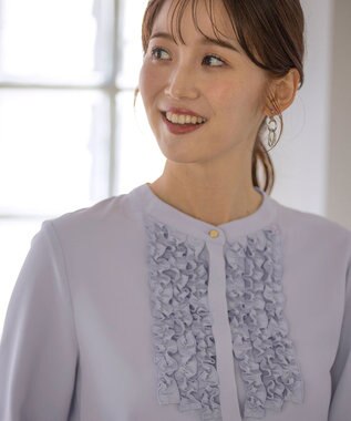 ANY SIS 【洗える】フリルディテール ブラウス ライトブルー