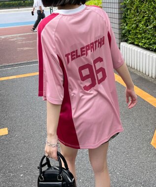 WEGO サッカーメッシュ切り替えビッグT ピンク