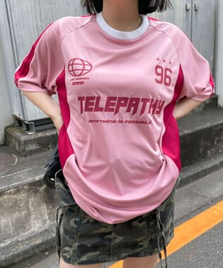 WEGO サッカーメッシュ切り替えビッグT ピンク