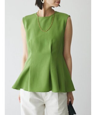 Green Parks AnriettMusee ノースリーブタックペプラムブラウス Green