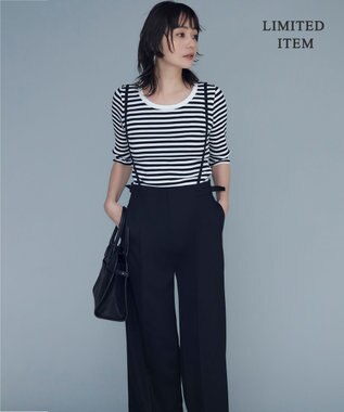 ICB 【2WAY・WEB限定・洗える】シルフィルダブルクロス サスペンダーパンツ ブラック系