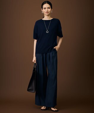 自由区 L 【SHIHOさん着用・ご好評アイテム・新色追加・セットアップ対応】エアリーツイルワイド パンツ ［新色］ネイビー