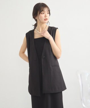 earth music&ecology ショルダータックジレ Black