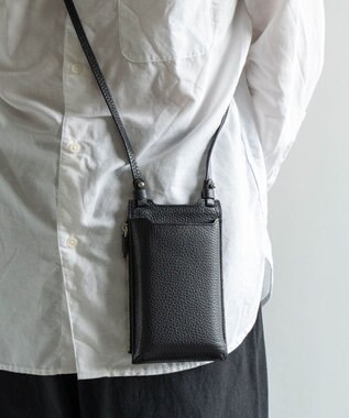 Atelier nuu 本革 スマホショルダー ブラック