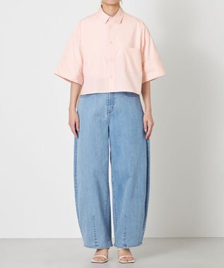 NAVE 【ReNAVE・セットアップ可/洗える/接触冷感/UVケア】コットンポリブロード クロップドシャツ ピンク系