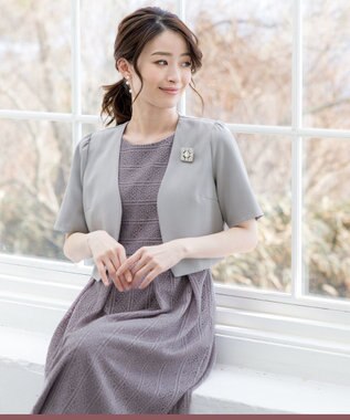 Tiaclasse L 【洗える】ボレロ＆ワンピースセット グレー×チャコール