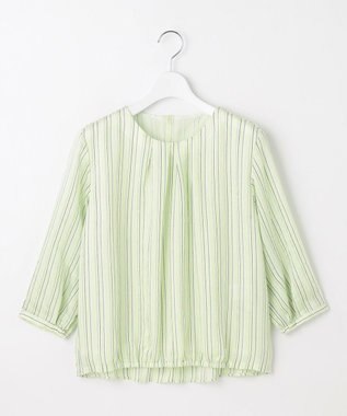 J.PRESS LADIES 【洗える】ランダムストライプ シアー プルオーバー カットソー ライムストライプ系