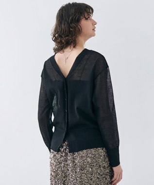 BEIGE， 【洗える・Oggi 7月号掲載】LUPINUS / 前後2WAYシアーニットカーディガン Black