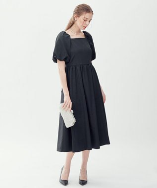 23区 【APPLAUDIR】スクエアネックタフタ ドレス ブラック系