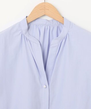 SHARE PARK LADIES スキッパーネックギャザーブラウス サックスブルー系