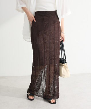 Green Parks 透かし柄ニットレースＩラインスカート