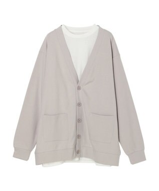 CRAFT STANDARD BOUTIQUE 強撚ポンチカーディガン＋Ｌ／Ｓ　ＴＥＥーＳＥＴ Light Gray