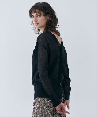 BEIGE， 【洗える・Oggi 7月号掲載】LUPINUS / 前後2WAYシアーニットカーディガン Black