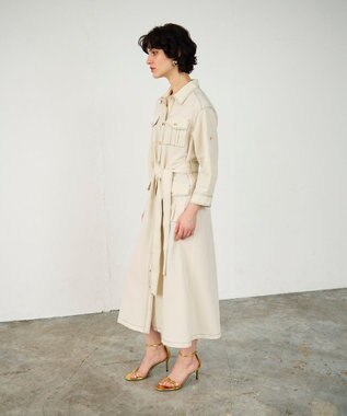 GRACE CONTINENTAL 配色ステッチワークシャツワンピース キナリ
