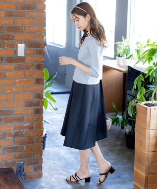 Tiaclasse L 【洗える】ミラノリブ編みが大人上品なリボンニットカーディガン サックス