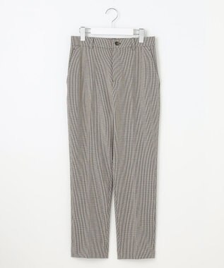 自由区 【撥水加工・洗える】TRギャバチェック柄テーパード パンツ ベージュ系チェック