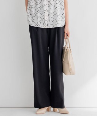 23区 L 【WEB限定/洗える】2WAYストレッチツイル ワイドパンツ ブラック系
