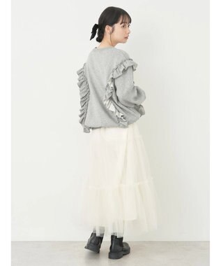 earth music&ecology フリルスウェットプルオーバー Light Gray
