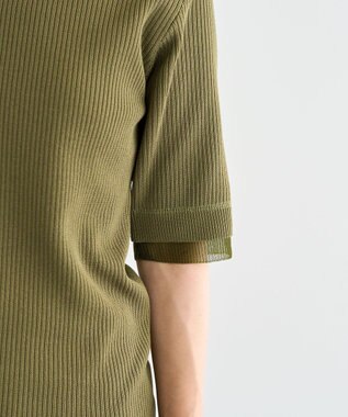 Green Parks 袖レイヤー５分袖ニットプルオーバー Green
