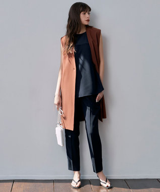 ICB 【新色追加・接触冷感・UVケア・速乾・洗える】FluidBackSatin ドロストパンツ ネイビー系