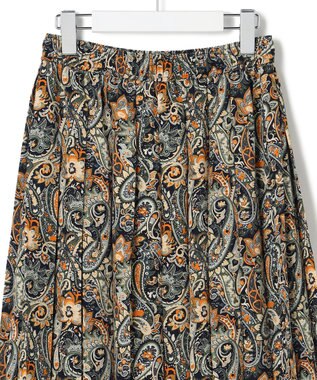 J.PRESS YORK STREET 【WOMEN】ペイズリーワイドプリーツ スカート オレンジ系3