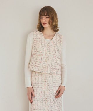 ツイードチェックジレ