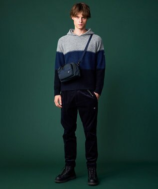 JOSEPH ABBOUD MOUNTAIN 【イタリア糸使用/軽量】パネルボーダー ニットパーカー ネイビー系2