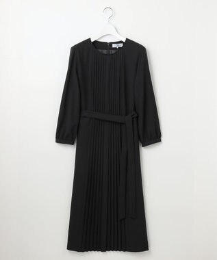 J.PRESS LADIES S 【洗える】ノルディス2wayジョーゼット フロントプリーツ ワンピース ブラック系