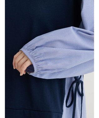 Green Parks 布帛ドッキング脇リボンプルオーバー Navy