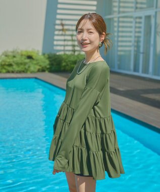 OP／FILA 【Ocean Pacific】フレアラッシュＴシャツ カーキ