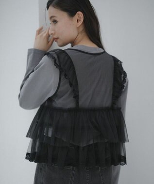 Green Parks ・ＥＬＥＮＣＡＲＥ　ＤＵＥ　チュールラッフルベスト Black