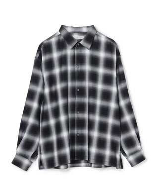 UNFILO MENS 【男女兼用】エアリーシアー オンブレシャツ ブラックチェック