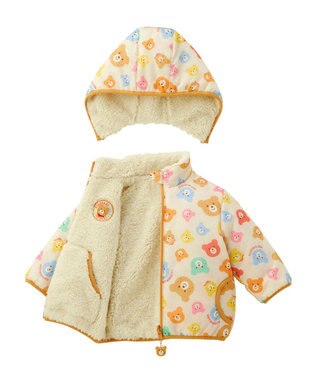 MIKI HOUSE HOT BISCUITS 【80-120cm】 カラフルビーンズ 裏ボアフリース リバーシブル総柄ジャンパー マルチカラー