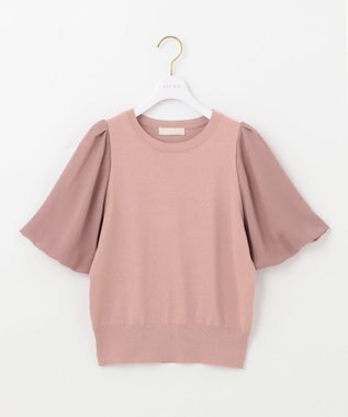 ANY SIS 【洗える】バルーンスリーブ ニットＴシャツ スモーキーピンク