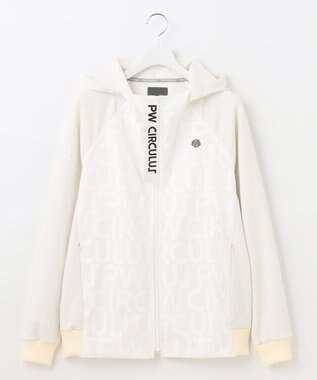 PW CIRCULUS 【MEN】【撥水/防風/ストレッチ】ロゴプリント ジップアップ フーデッド ブルゾン ホワイト系