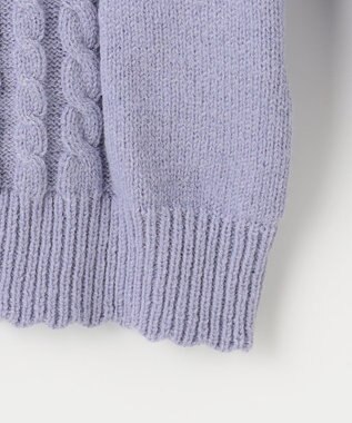 ANY KIDS 肩フリルハートケーブルニット サックスブルー