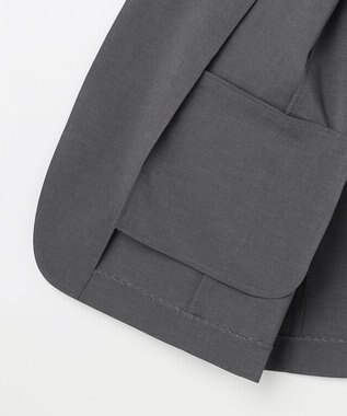 J.PRESS LADIES L 【セットアップ対応】ファンマートロストレッチ ノーカラー ジャケット チャコール系