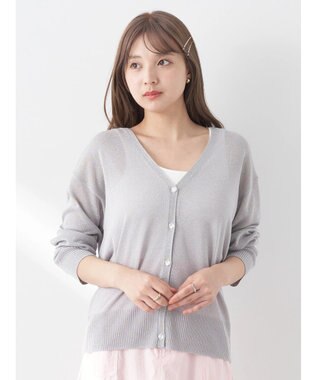 earth music&ecology ラメ入りニットカーディガン Light Gray