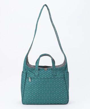 Y'SACCS キュービック×ポイントドット　2WAYトート＆ショルダー　Mサイズ ブルーグリーン