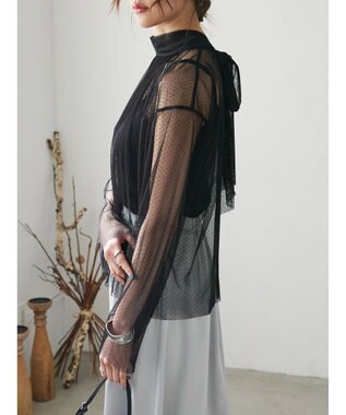 Green Parks AnriettMusee ドットチュール２ＷＡＹボウタイブラウス Black