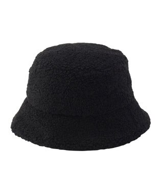 MOONBAT PAUL & JOE ACCESSOIRES 【サイズ調整可】バケットハット ボア ねこ刺繍ワッペン ヌネットモチーフ ブラック